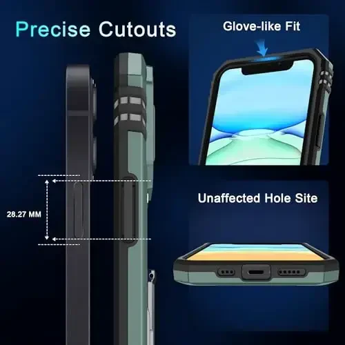 DEERLAMN Case for iPhone 11 with Slide Camera Cover+Screen Protector(2 Packs),Rotated Ring Kickstand Military Grade Shockproof Protective Cover-Green - 6
