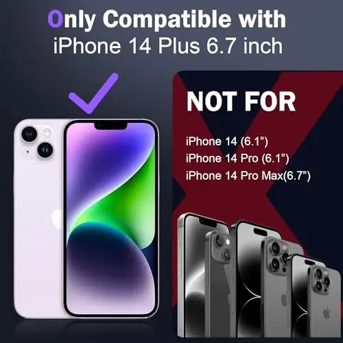 DEERLAMN Case for iPhone 14 Plus with Slide Camera Cover+Screen Protector(1 Pack), Rotated Ring Kickstand Military Grade Shockproof Protective Cover 6.7 Inch-Deep Purple - 2