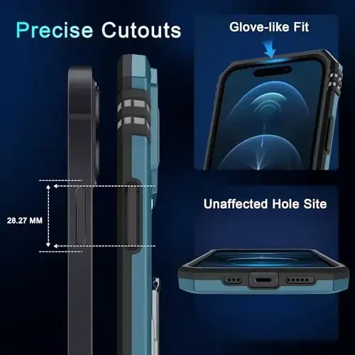 DEERLAMN Case for iPhone 15 with Slide Camera Cover + Screen Protector (2 Packs), Rotated Ring Kickstand Military Grade Shockproof Protective Cover-Light Blue - 6