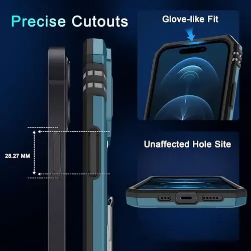 DEERLAMN Case for iPhone 15 with Slide Camera Cover + Screen Protector (2 Packs), Rotated Ring Kickstand Military Grade Shockproof Protective Cover-Light Blue - 6