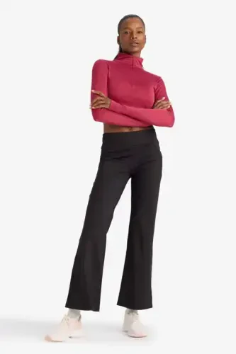 DeFactoFit Athlete Jogger Sweatpants Wide Baggy Leg Basic Plain Scuba Fabric-Black - 1