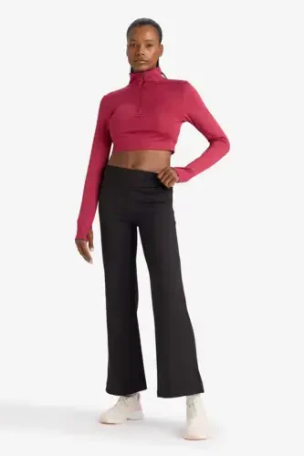 DeFactoFit Athlete Jogger Sweatpants Wide Baggy Leg Basic Plain Scuba Fabric-Black - DEFACTO (1)