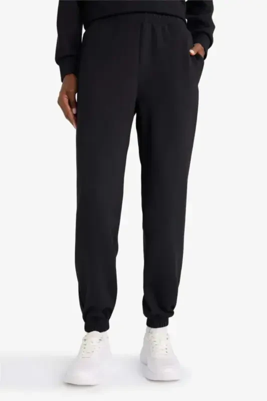 DeFactoFit Athlete Jogger Thin Sweatpants Standard Fit Modal Double Pocket Basic Plain-Black - 4