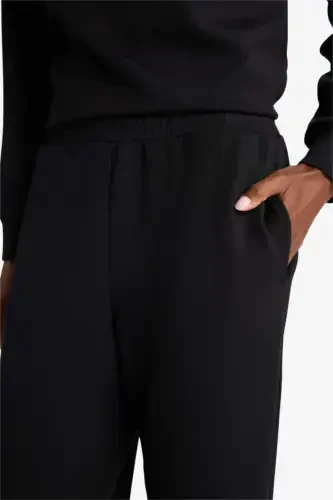 DeFactoFit Athlete Jogger Thin Sweatpants Standard Fit Modal Double Pocket Basic Plain-Black - 5