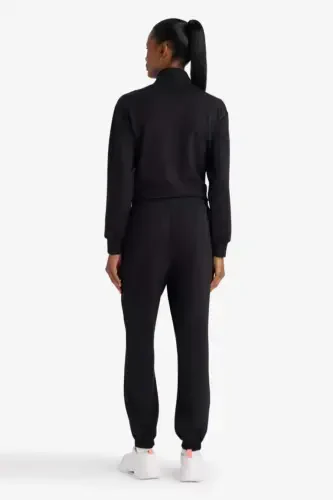 DeFactoFit Athlete Jogger Thin Sweatpants Standard Fit Modal Double Pocket Basic Plain-Black - 6