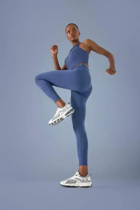 DeFactoFit High Waist Flexible Fabric Basic Sports Tights-Blue - DEFACTO