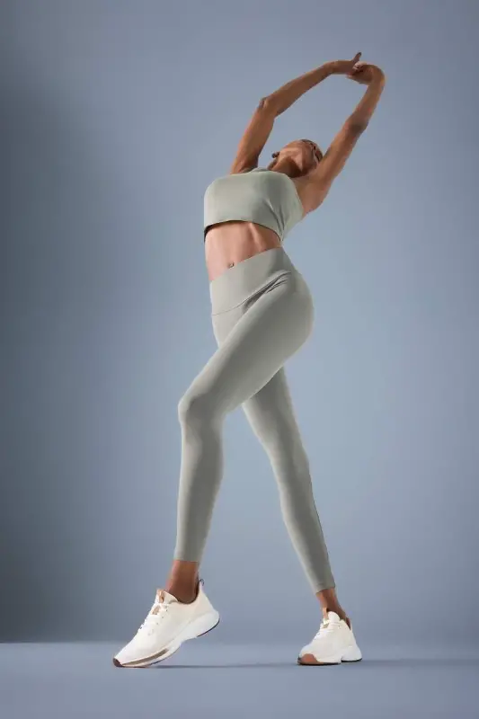 DeFactoFit High Waist Flexible Fabric Basic Sports Tights-Light Khaki - DEFACTO