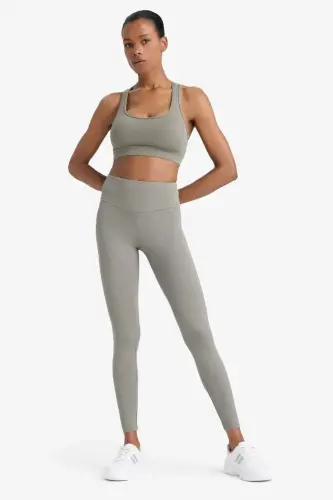 DeFactoFit High Waist Flexible Fabric Basic Sports Tights-Light Khaki - DEFACTO (1)