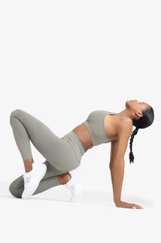 DeFactoFit High Waist Flexible Fabric Basic Sports Tights-Light Khaki - 6