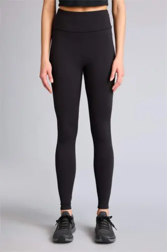 DeFactoFit High-Waisted Soft Fleece Leggings Black - 4