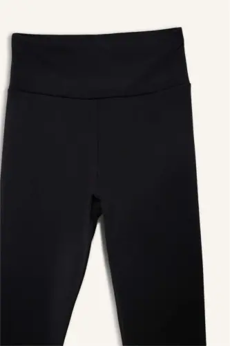 DeFactoFit High-Waisted Soft Fleece Leggings Black - 8