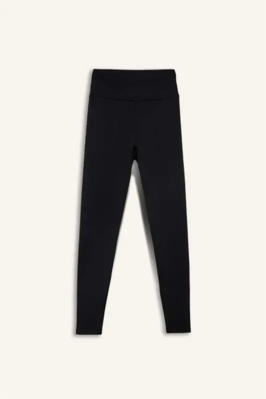 DeFactoFit High-Waisted Soft Fleece Leggings Black - 1