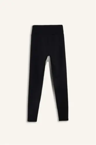 DeFactoFit High-Waisted Soft Fleece Leggings Black - 3