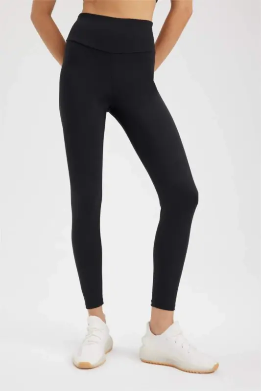 DeFactoFit High-Waisted Soft Fleece Leggings Black - 1