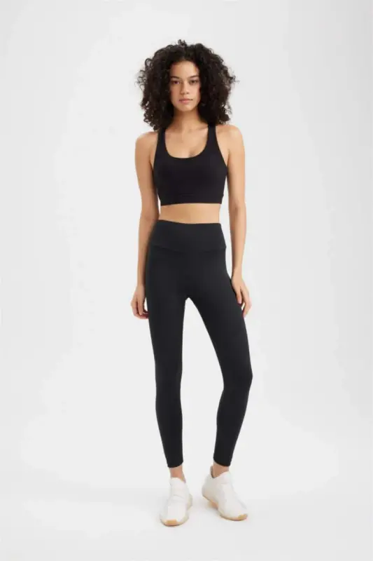 DeFactoFit High-Waisted Soft Fleece Leggings Black - 5