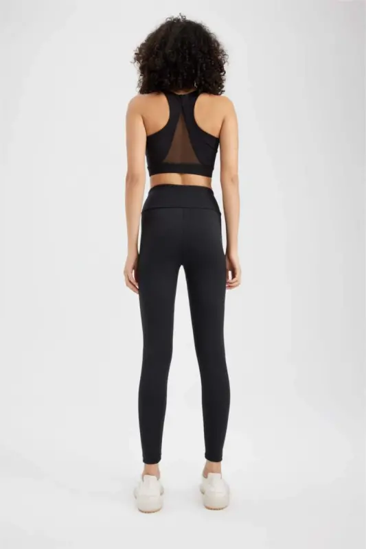 DeFactoFit High-Waisted Soft Fleece Leggings Black - 7