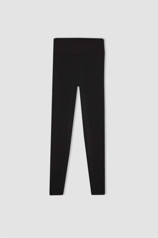DeFactoFit High-Waisted Soft Fleece Leggings Black - 8