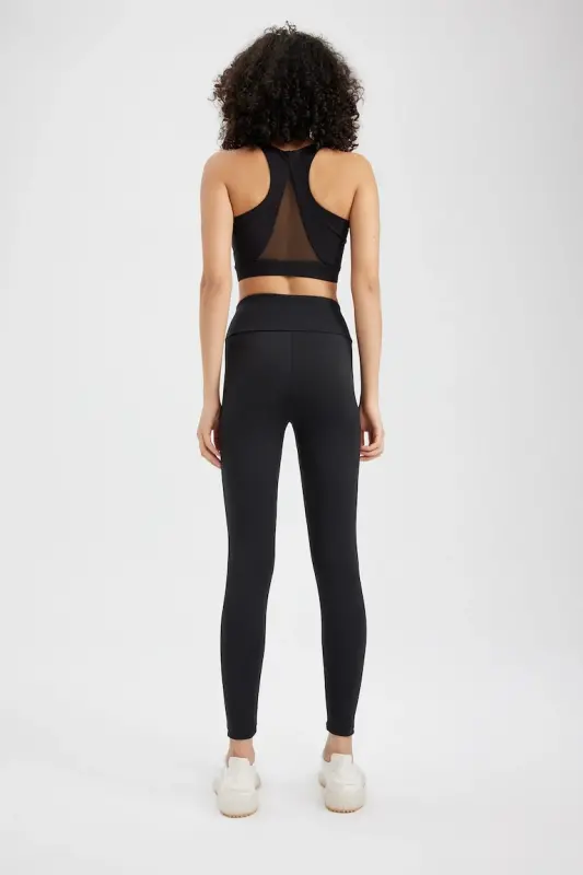 DeFactoFit High-Waisted Soft Fleece Leggings Black - 5