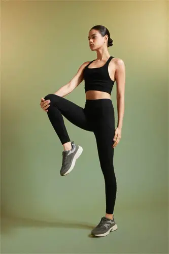 DeFactoFit High-Waisted Sports Leggings Black - 3