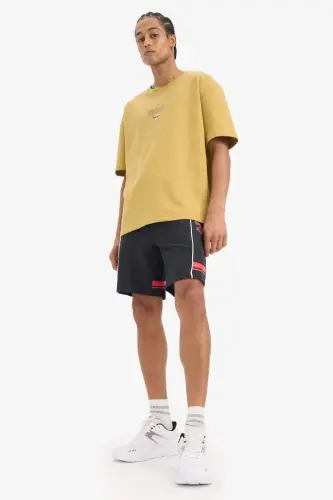 DeFactoFit NBA Chicago Bulls Oversize Geniş Kalıp Bisiklet Yaka Sırt Baskılı Kısa Kollu Tişört-Açık Haki - 5