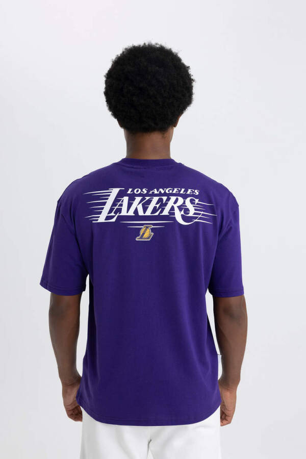 DeFactoFit NBA Los Angeles Lakers Oversize Fit Crew Neck Short Sleeve T-Shirt Dark Purple - 7