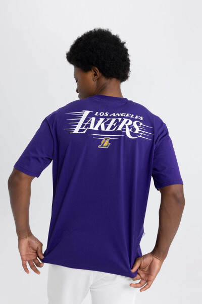 DeFactoFit NBA Los Angeles Lakers Oversize Fit Crew Neck Short Sleeve T-Shirt Dark Purple - 8