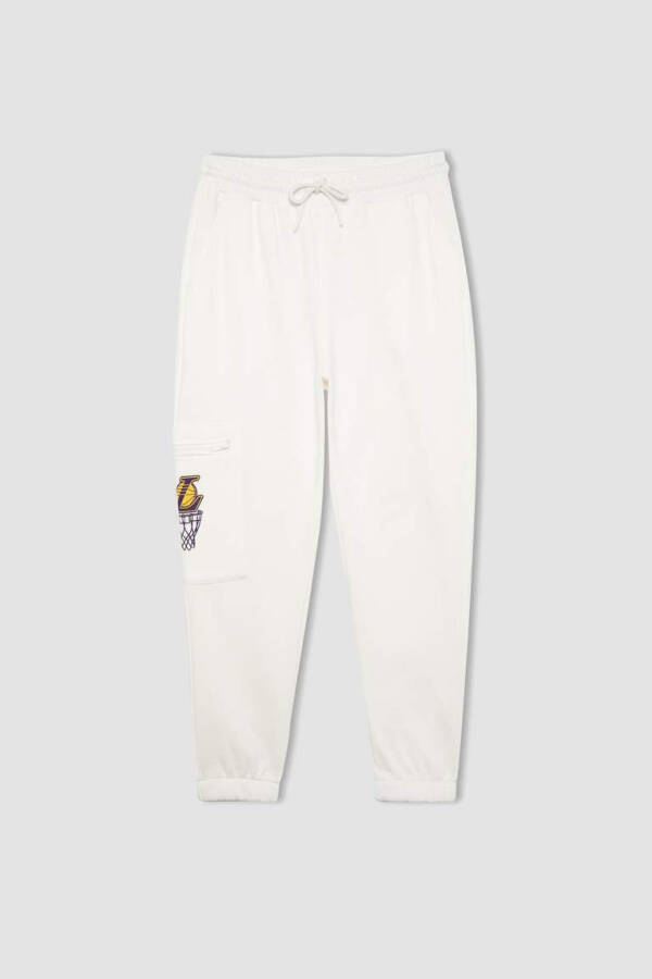 DeFactoFit NBA Los Angeles Lakers Standard Fit Jogger Pants Ecru - 8