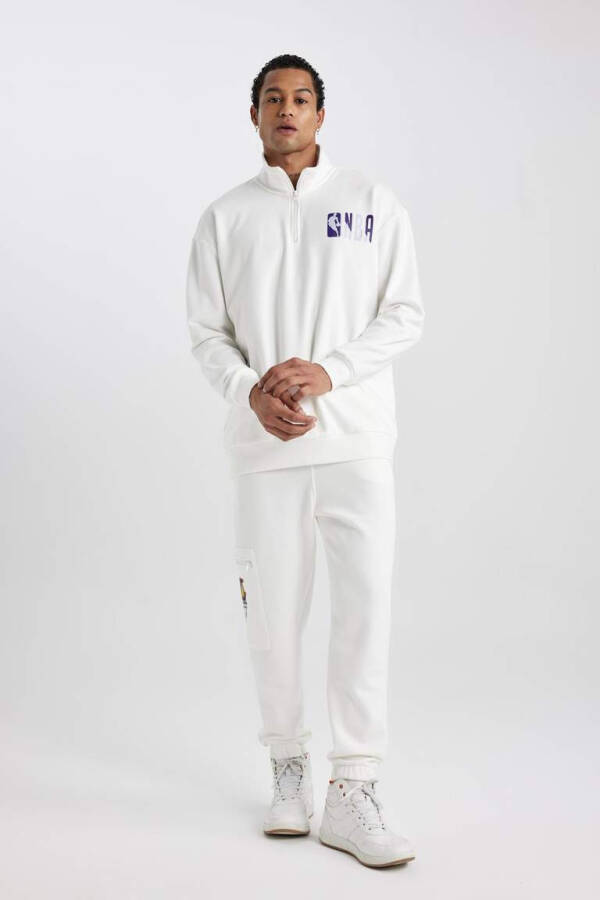 DeFactoFit NBA Los Angeles Lakers Standart Fit Jogger Shimlar Ekru - 3