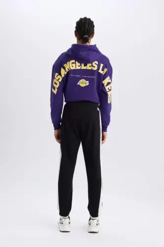DeFactoFit NBA Los Angeles Lakers Thick Jogger Sweatpants Standard Fit Pocketed-Black - DEFACTO (1)