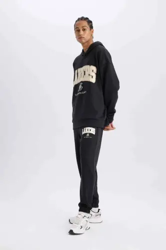 DeFactoFit NBA Los-Anjeles Leykers Jogger sport shim standart fit cho'ntakli elastik bantli etak skuba dayver mato - qora - 6