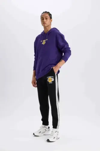 DeFactoFit NBA Los-Anjeles Leykers Qalin Jogger Sport Shim Standart Fit cho'ntakli-Qora - 4