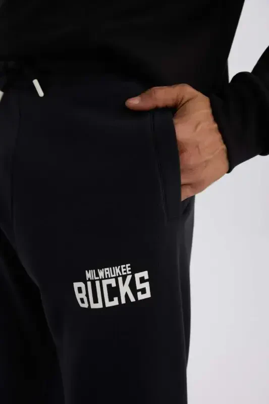 DeFactoFit NBA Milwaukee Bucks Калаң Джоггер Эшофман Алты Бели Багджыклы Стандарт Фит Джепли-Сиях - 1