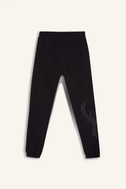 NBA Milwaukee Bucks Kalın Jogger Eşofman Altı Beli Bağcıklı Standart Fit Cepli-Siyah - 5