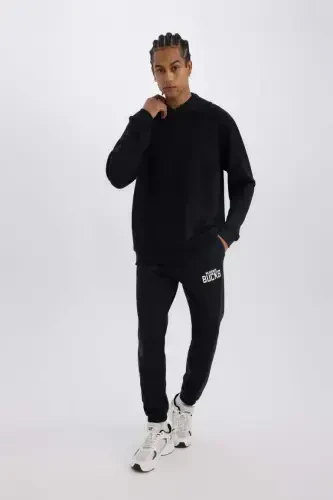 NBA Milwaukee Bucks Kalın Jogger Eşofman Altı Beli Bağcıklı Standart Fit Cepli-Siyah - 7