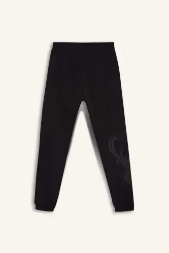 DeFactoFit NBA Milwaukee Bucks Thick Jogger Sweatpants Drawstring Waist Standard Fit Pocketed-Black - 5