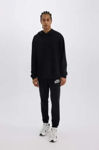 DeFactoFit NBA Milwaukee Bucks Thick Jogger Sweatpants Drawstring Waist Standard Fit Pocketed-Black - 6