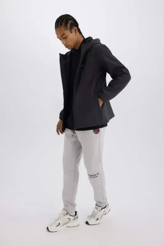 DeFactoFit NBA Toronto Raptors Qalin Jogger Sport shim Standart Fit cho'ntakli Bel bog'ichli-och kulrang - 4