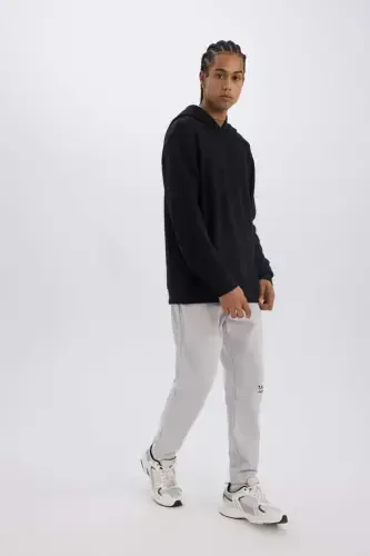 DeFactoFit NBA Toronto Raptors Thick Jogger Sweatpants Standard Fit Pocketed Drawstring Waist-Light Gray - 3