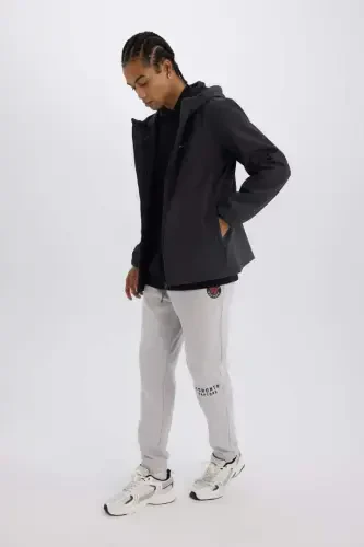 DeFactoFit NBA Toronto Raptors Thick Jogger Sweatpants Standard Fit Pocketed Drawstring Waist-Light Gray - 4