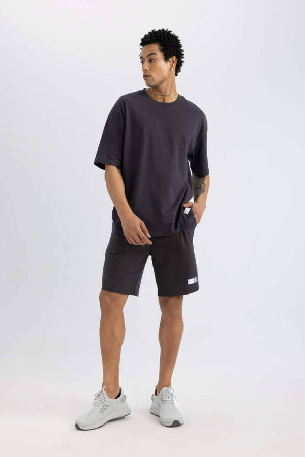 DeFactoFit Oversize Fit Crew Neck Printed Short Sleeve T-Shirt Anthracite - 12