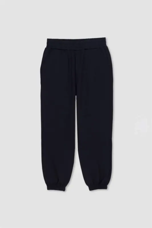 Oversize Geniş Kalıp İnce Sporcu Eşofman Altı Çift Cepli Jogger Paça Standart Boy Skuba Dalgıç Kumaş-Siyah - 1