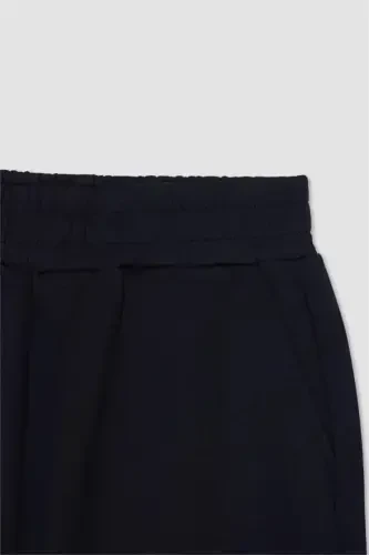 Oversize Çift Cepli Jogger Paça Standart Boy Skuba Dalgıç Kumaş Sporcu Eşofman Altı-Siyah - DEFACTO (1)