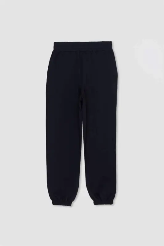 Oversize Geniş Kalıp İnce Sporcu Eşofman Altı Çift Cepli Jogger Paça Standart Boy Skuba Dalgıç Kumaş-Siyah - 3