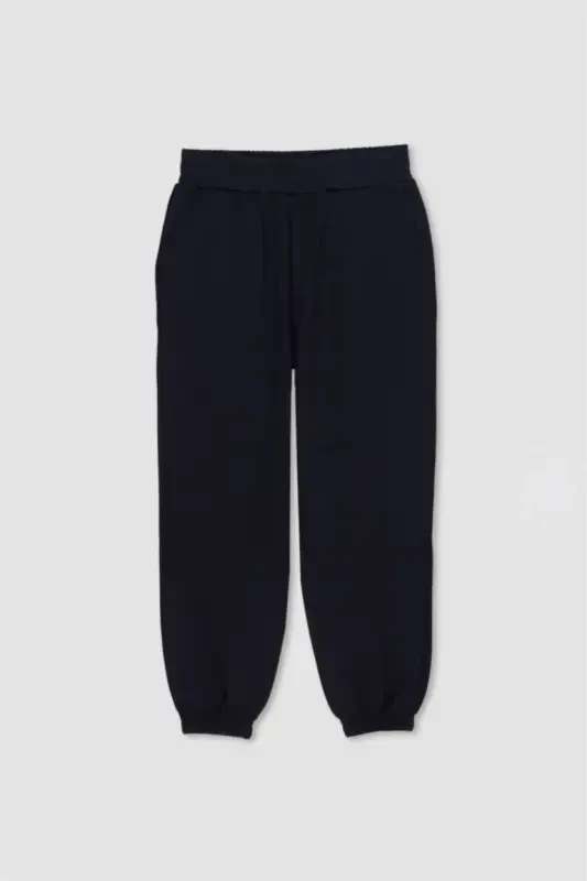 DeFactoFit Oversize Keng kesimli sportiv shimlar ikki cho'ntakli Jogger standart o'lchamli Skuba suvga sho'ng'in matosi-qora - DEFACTO