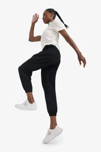 DeFactoFit Oversize Keng kesimli sportiv shimlar ikki cho'ntakli Jogger standart o'lchamli Skuba suvga sho'ng'in matosi-qora - 3