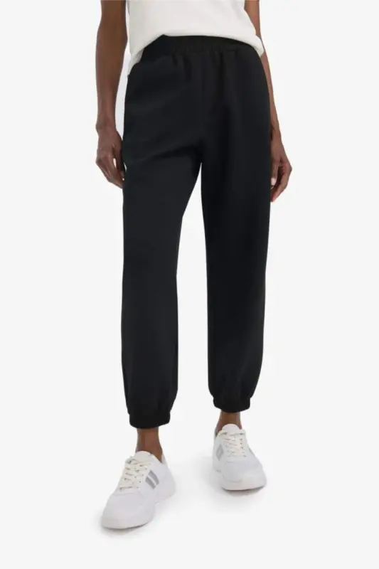 DeFactoFit Oversize Wide Leg Sports Sweatpants Double Pocket Jogger Leg Standard Size Scuba Fabric-Black - 4