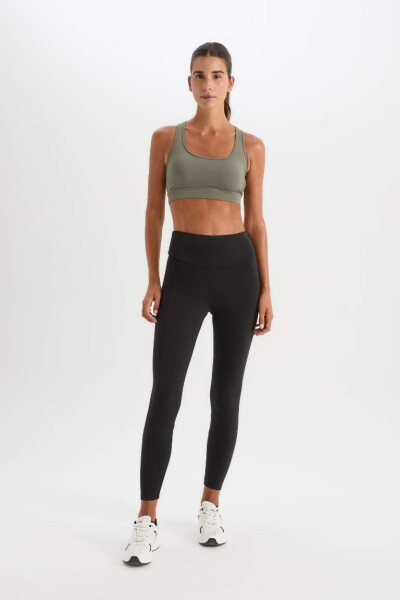 DeFactoFit Printed High-Waisted Sports Leggings Black - 1