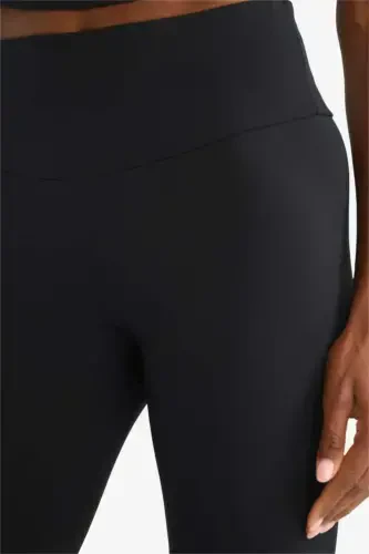 DeFactoFit Printed High-Waisted Sports Leggings Black - 5