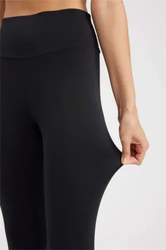 DeFactoFit Printed High-Waisted Sports Leggings Black - 5