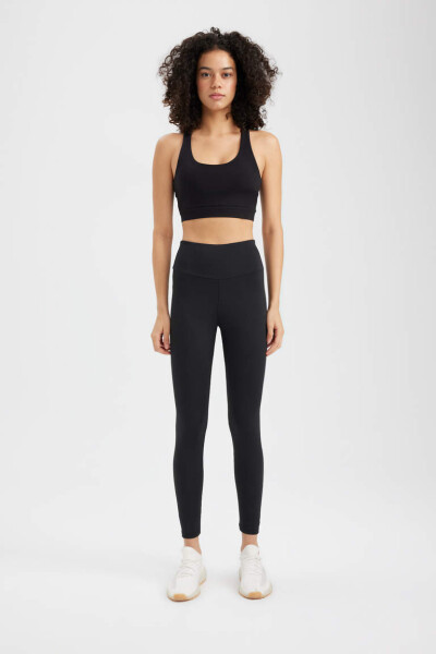 DeFactoFit Printed High-Waisted Sports Leggings Black - 11